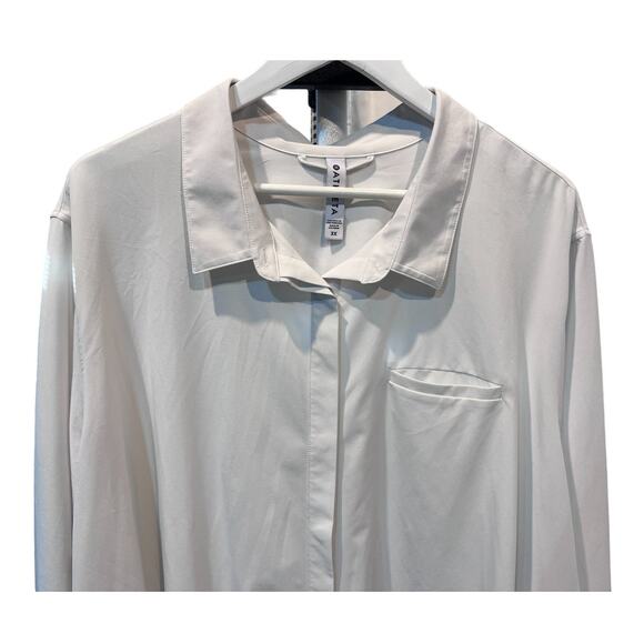 Athleta Top Womens 3X White Urbanite 2.0 Button Up Modern CYA Shirt Tiny Flaw - Picture 5 of 13